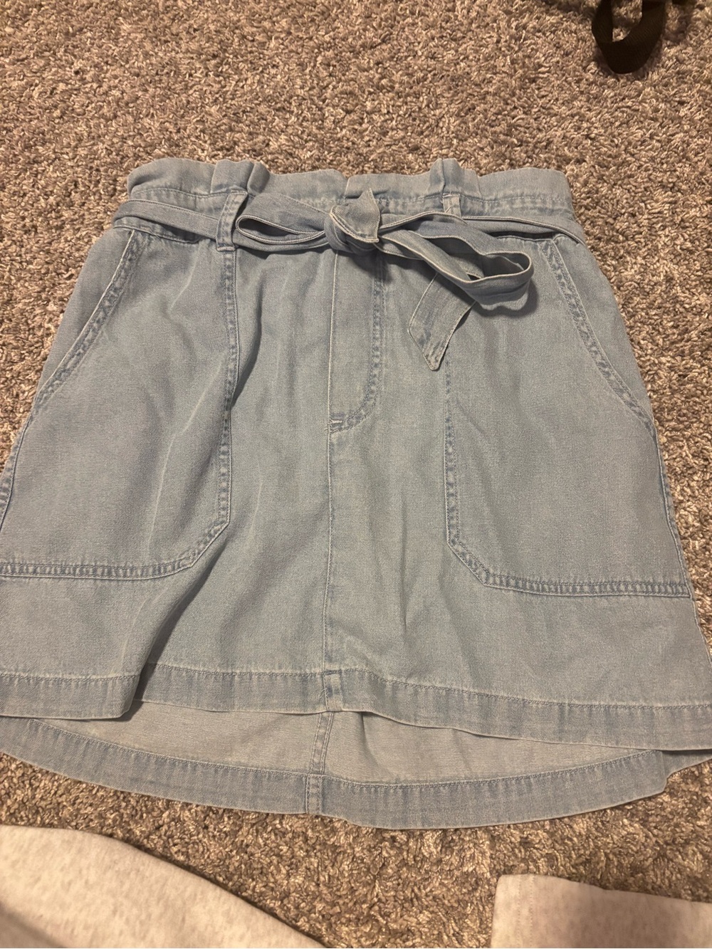American Eagle Outfitters Light Blue Denim Skirt with Elastic Waist